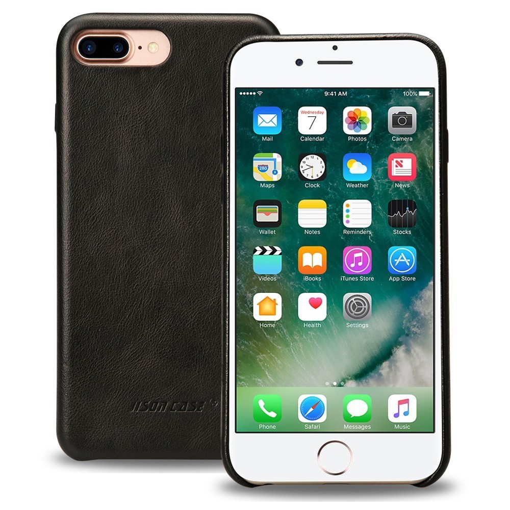 Кожаный чехол Jisoncase для iPhone 7/8 Plus (черный)