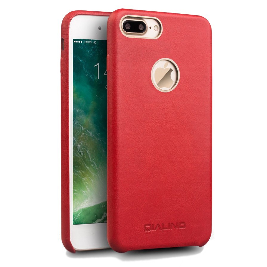 Чехол из качественной кожи Qialino с вырезом для iPhone 7/8 Plus (красный)