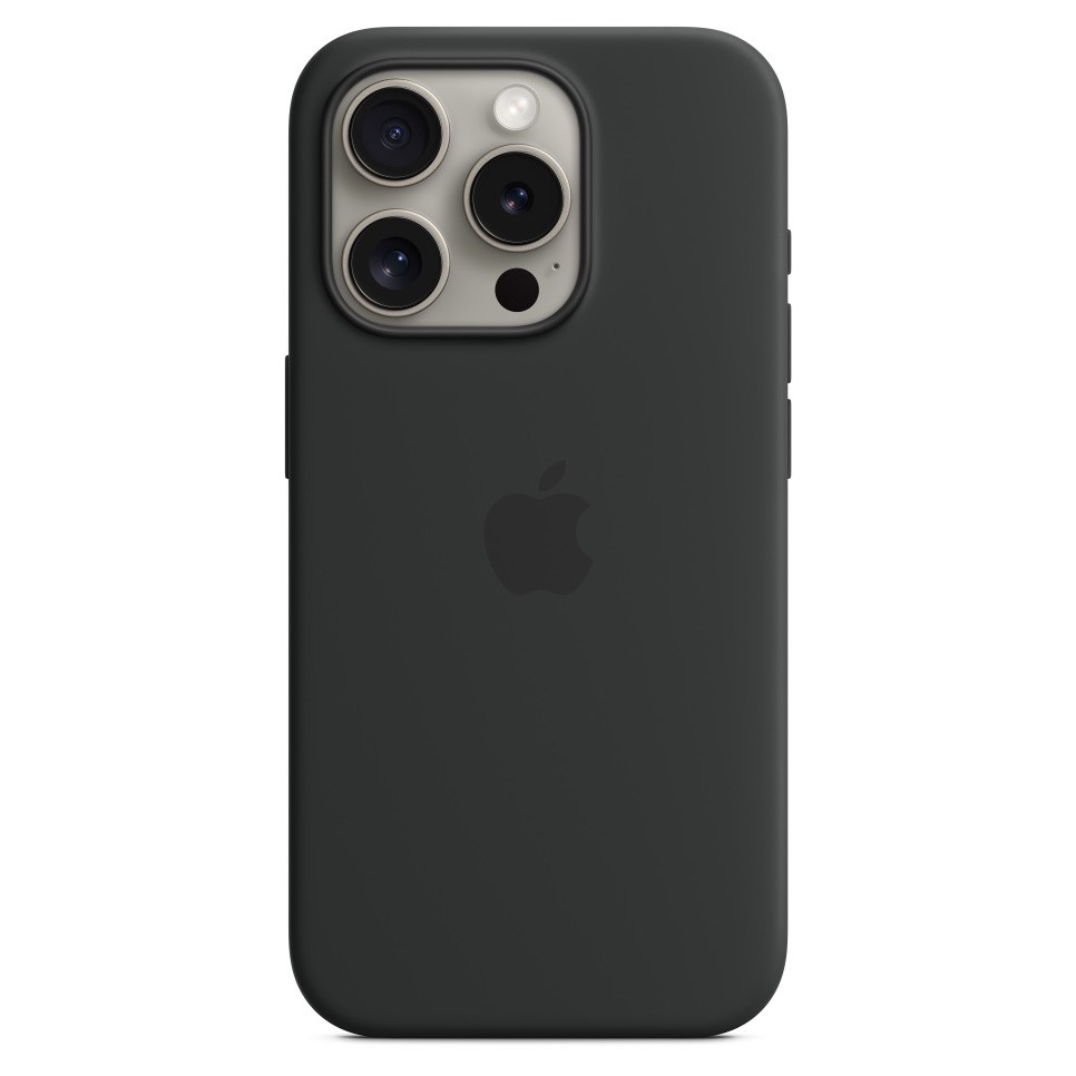 Силиконовый чехол MagSafe для iPhone 15 Pro, цвет чёрный