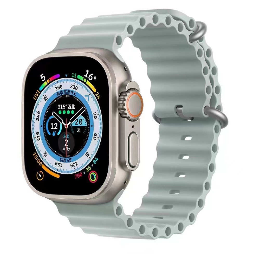 42/44/45 мм Ремешок силиконовый Ocean Band для Apple Watch, бледно-бирюзовый OEM
