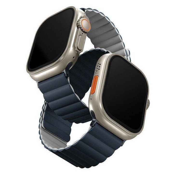 42/44/45 мм Cиликоновый ремень Uniq Revix для Apple Watch, синий/серый