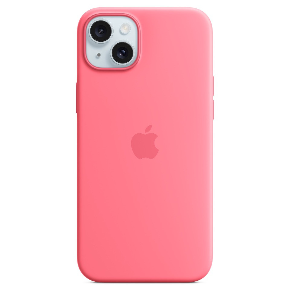 Силиконовый чехол MagSafe для iPhone 15 Plus, розовый