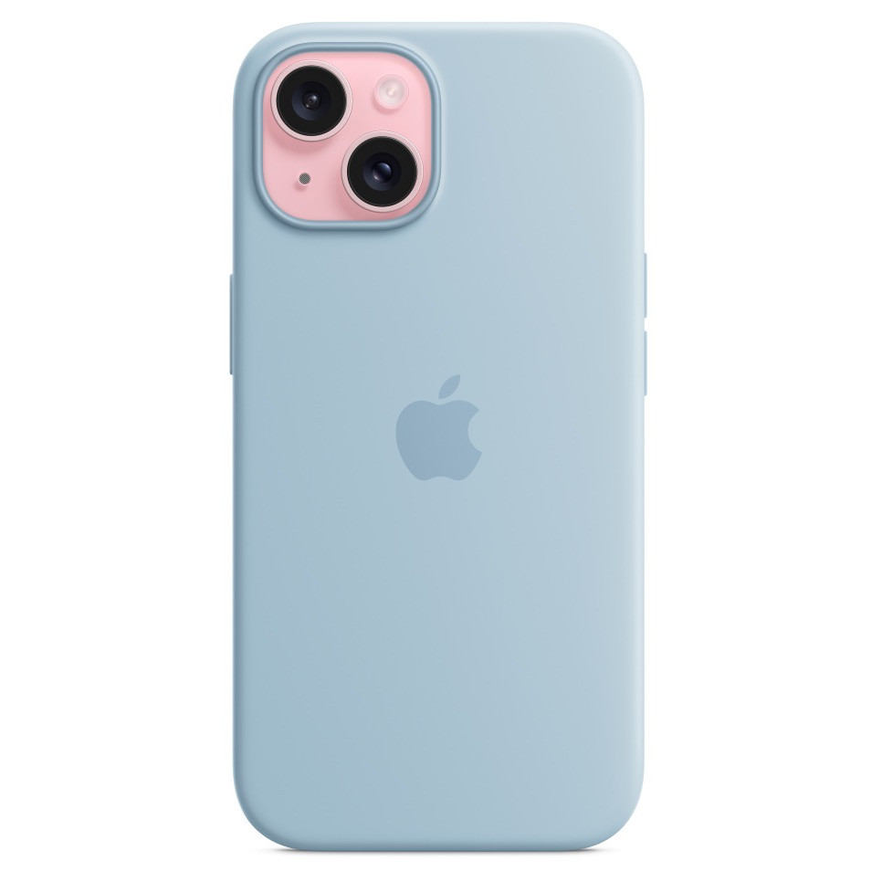 Силиконовый чехол MagSafe для iPhone 15, голубой