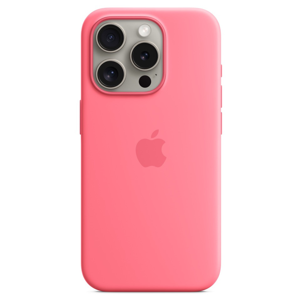 Силиконовый чехол MagSafe для iPhone 15 Pro, розовый