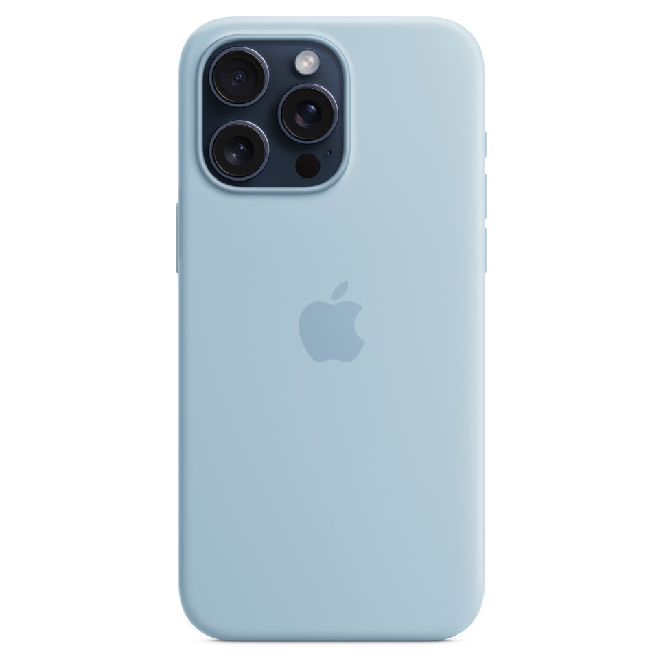 Силиконовый чехол MagSafe для iPhone 15 Pro Max, голубой