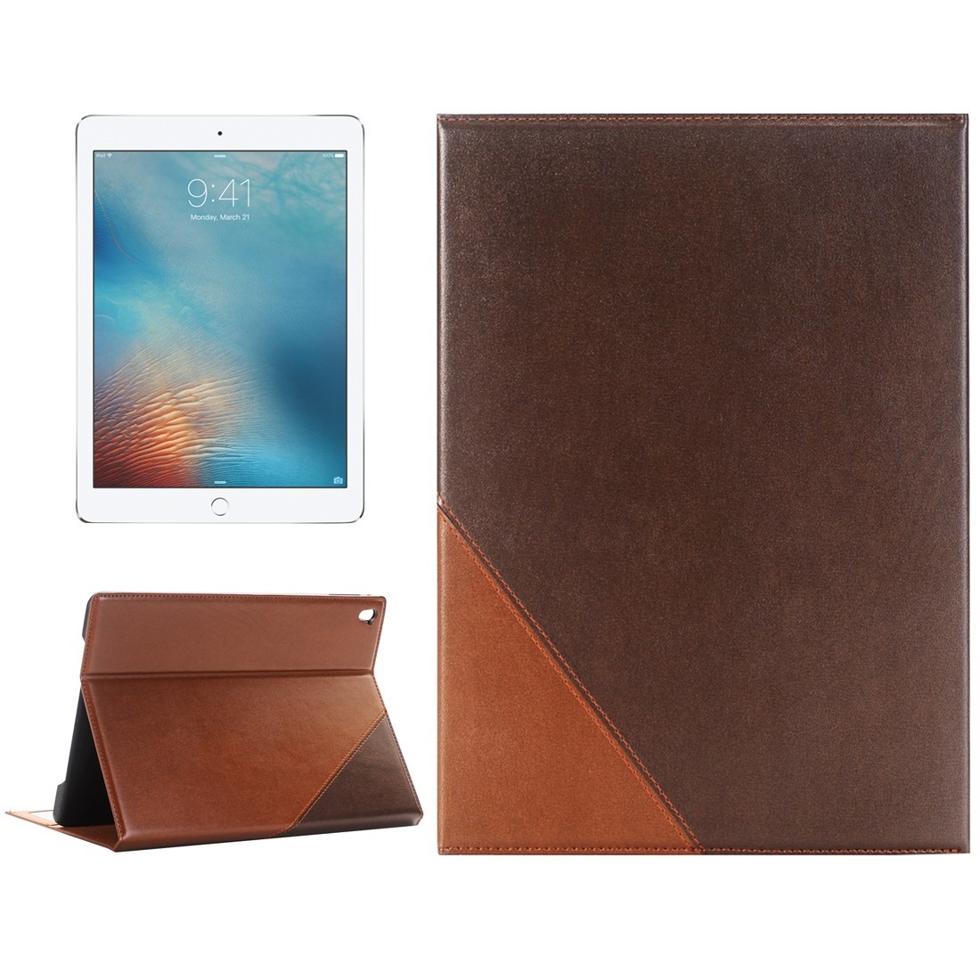 Кожаный чехол с отсеками для денег и визиток для iPad Pro 9.7 (кофейно-коричневый)