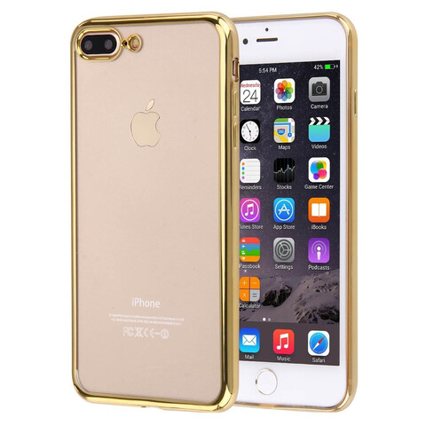 Стильный силиконовый чехол для iPhone 7/8 Plus (Золотой ободок)
