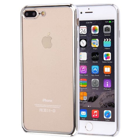 Стильный силиконовый чехол для iPhone 7/8 Plus (Серебряный ободок)