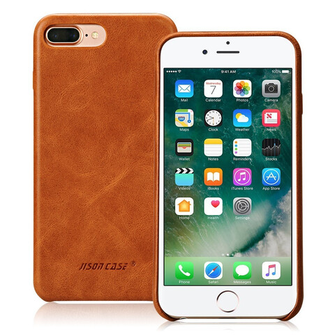 Кожаный чехол Jisoncase для iPhone 7/8 Plus (коричневый)