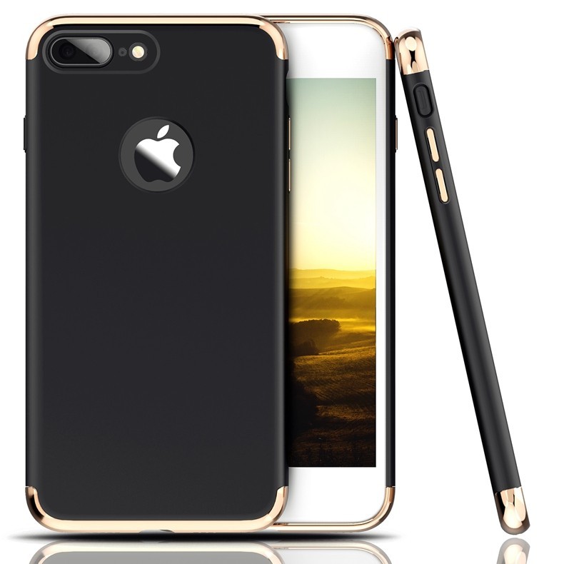 Защитный чехол Luxury для iPhone 7/8 Plus (черно-золотой)