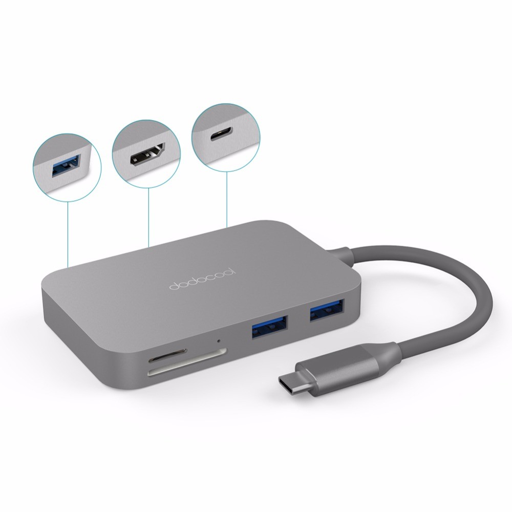 Купить Адаптер Dodocool 7-в-1 c USB Type-C, 3 х USB 3.0, HDMI 4K, USB-C и  картридером для Macbook цена Севастополь-Симферополь-Крым-Москва-Россия в  Магазине iStore