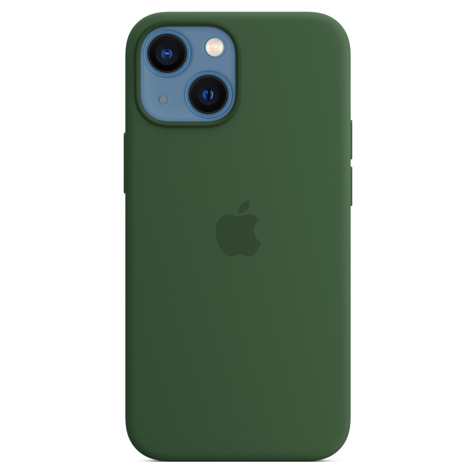 Силиконовый чехол MagSafe для iPhone 13 mini, цвет зелёный клевер