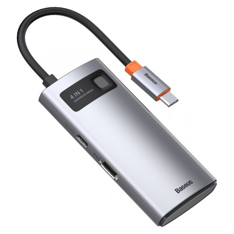 Многопортовый переходник Baseus Metal Gleam Series 4 в 1 2хUSB, HDMI (серебро)