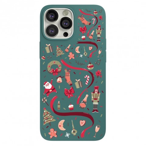 Чехол VLP Liquid Silicone Case Winter Edition для iPhone 13 Pro Max, цвет тёмно-зелёный