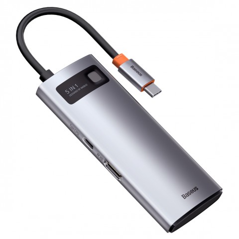 Многопортовый переходник Baseus Metal Gleam Series 5 в 1 3USB, HDMI (серебро)