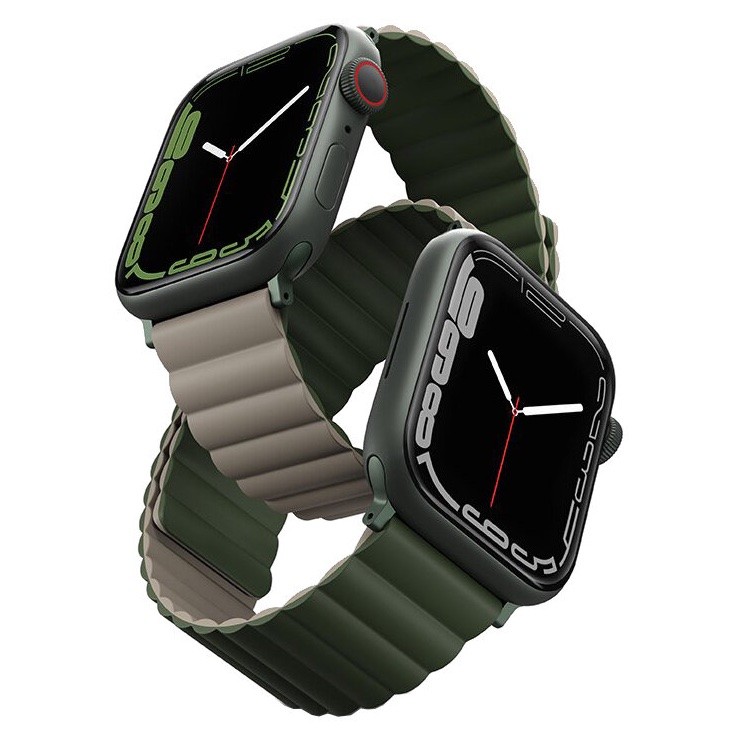 42/44/45 Cиликоновый ремень Uniq Revix для Apple Watch, зеленый/серо-бежевый