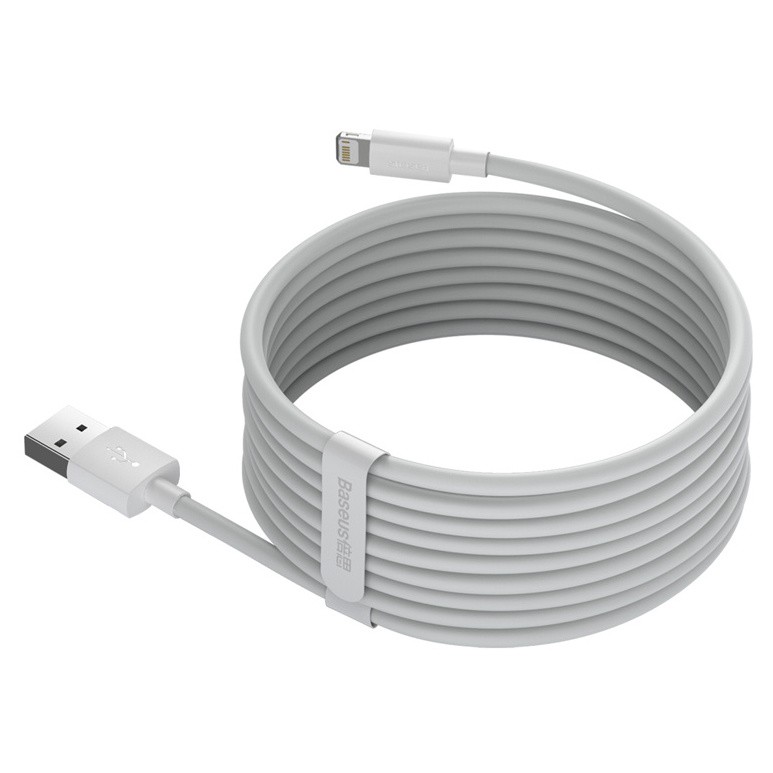 Кабель Baseus Simple Wisdom, USB - Lightning 1.5 м, белый