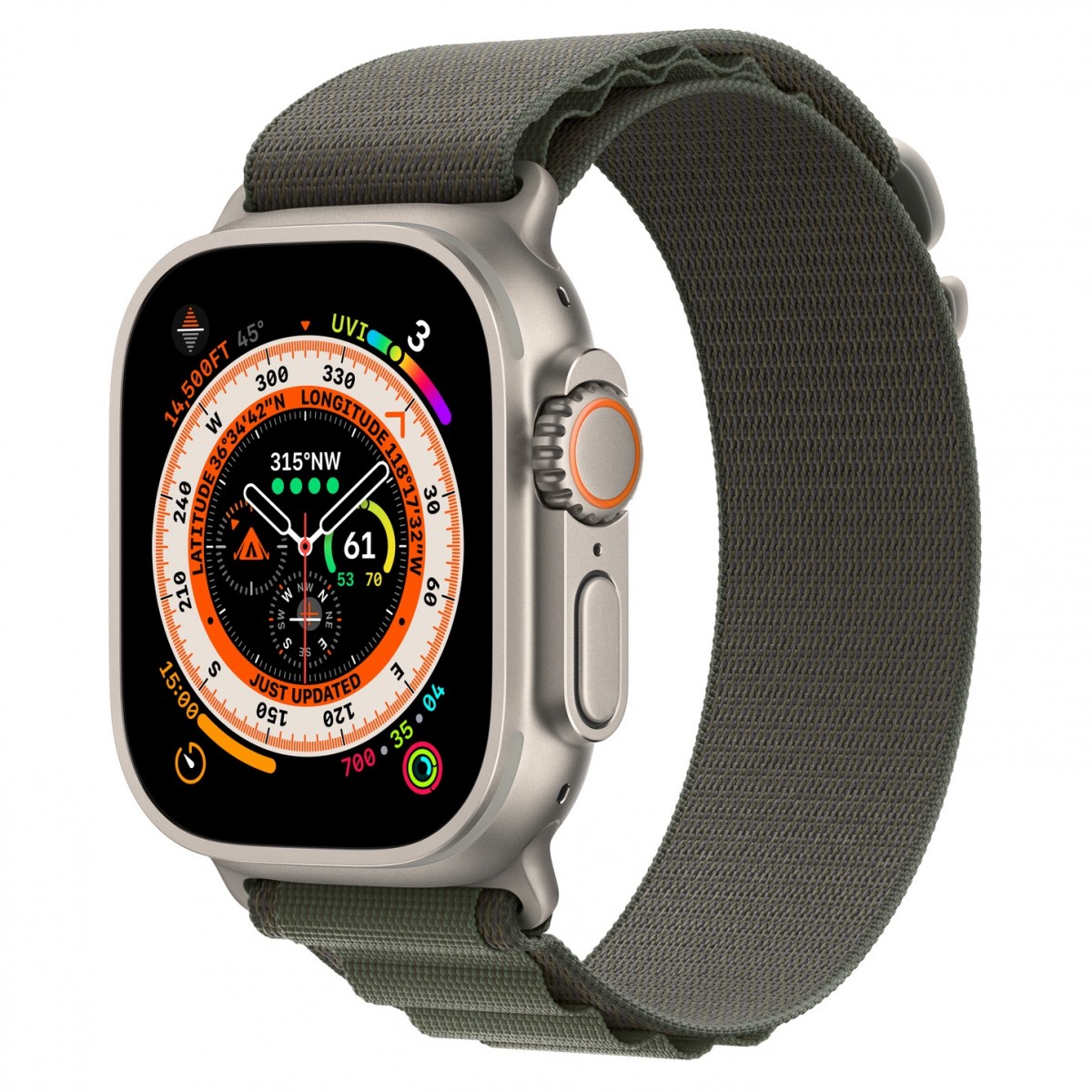 Apple Watch Ultra 49mm GPS+Cellular Titanium Case with Green Alpine Loop