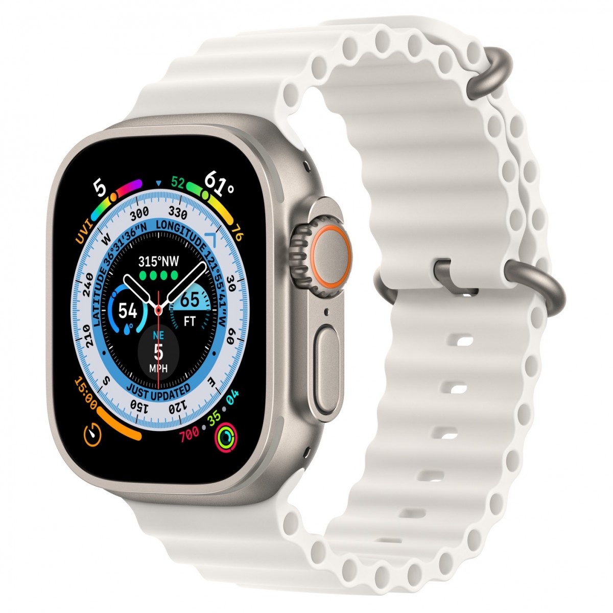 Apple Watch Ultra 49mm GPS+Cellular Titanium Case with White Ocean Band