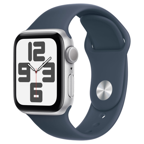 Apple Watch SE 2 40mm GPS Silver Aluminum Case with Blue Sport Band