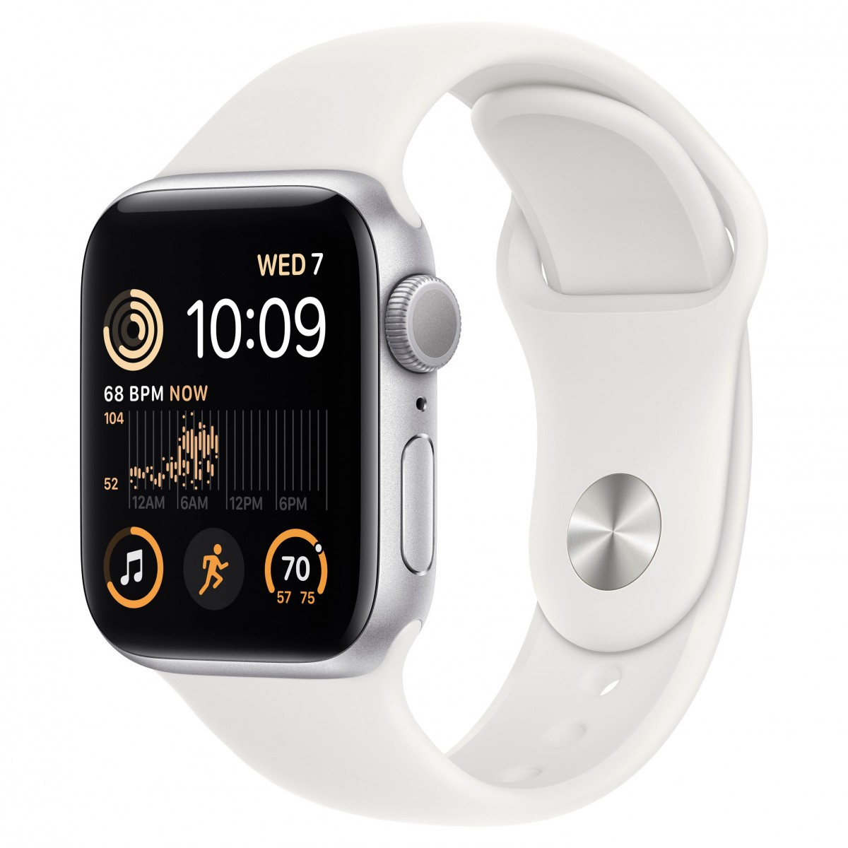 Apple Watch SE 2 44mm GPS Silver Aluminum Case with White Sport Band