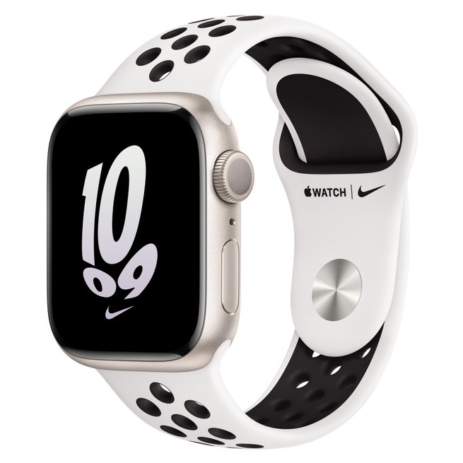 Apple Watch Series 8 45mm GPS Starlight Aluminum Case with Summit White/Black Nike Sport Band