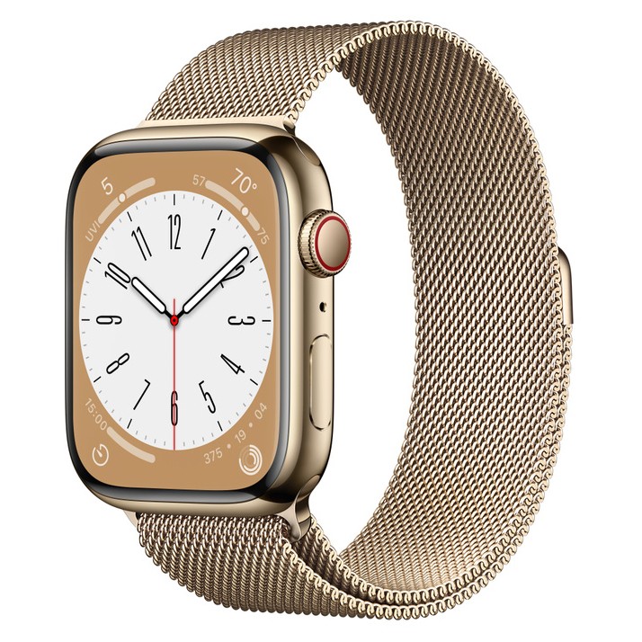 Apple Watch Series 8 41mm GPS+Cellular Gold Stainless Steel Case with Milanese Loop