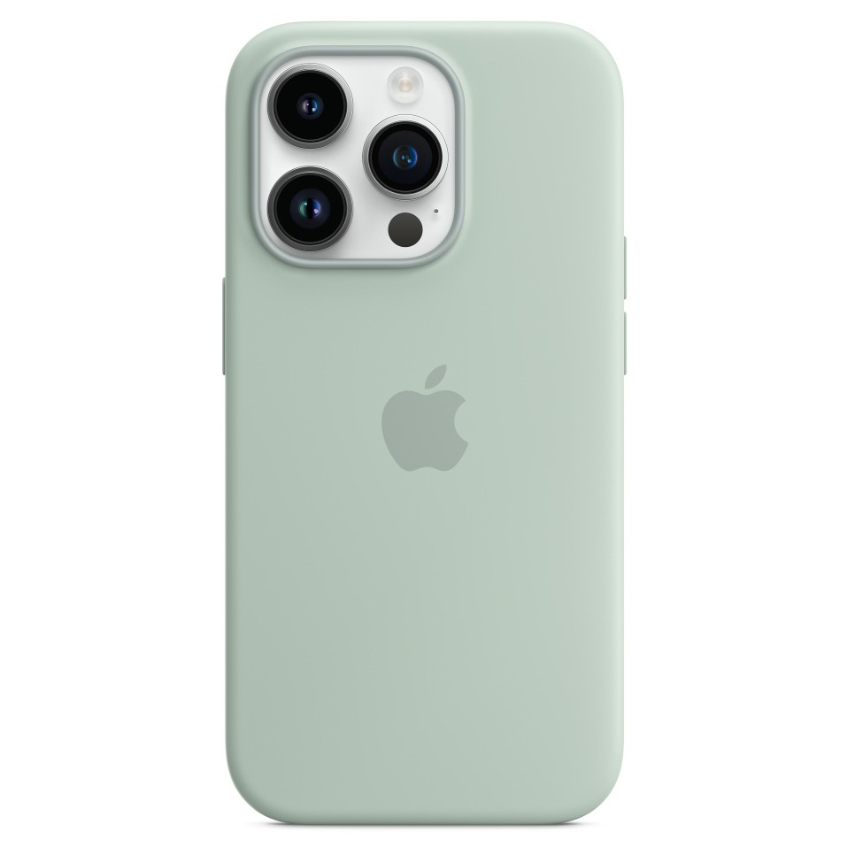 Силиконовый чехол MagSafe для iPhone 14 Pro, цвет светло-зелёный