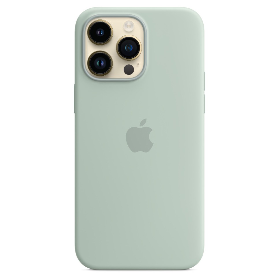 Силиконовый чехол MagSafe для iPhone 14 Pro Max, цвет светло-зелёный