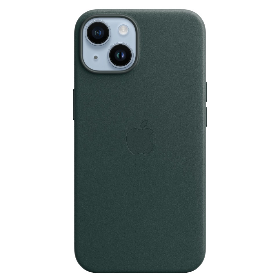 Кожаный чехол MagSafe для iPhone 14, цвет тёмно зелёный