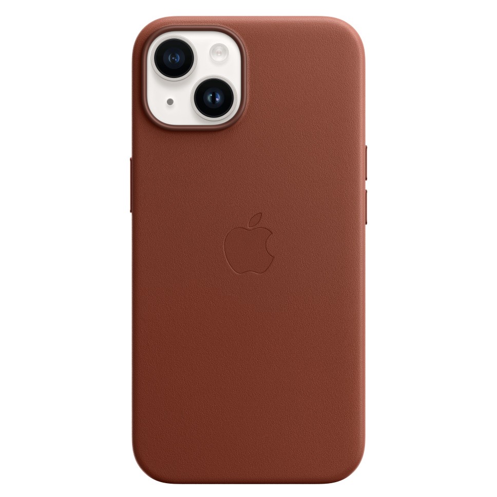Кожаный чехол MagSafe для iPhone 14, цвет коричневый