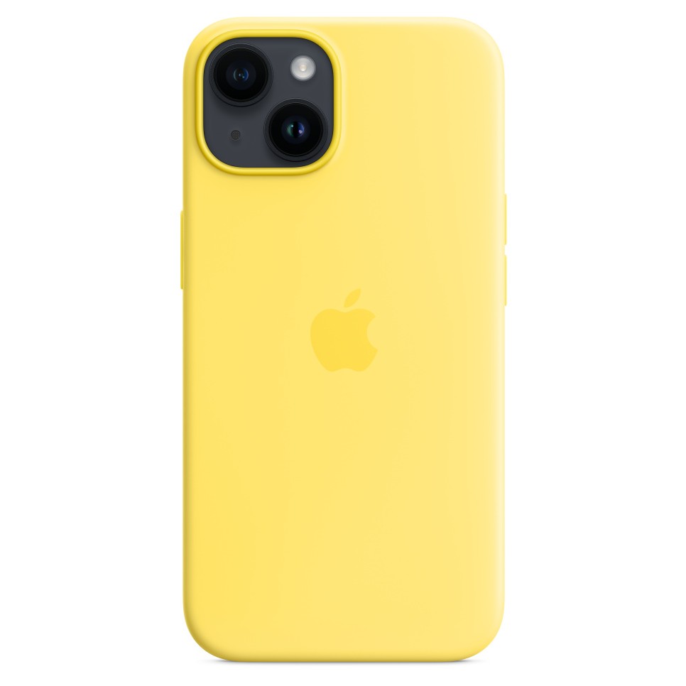 Силиконовый чехол MagSafe для iPhone 14, цвет жёлтый
