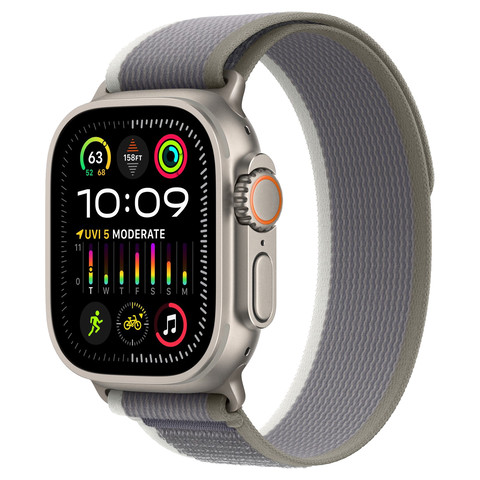 Apple Watch Ultra 2 49mm GPS+Cellular Titanium Case with Green/Gray Trail Loop
