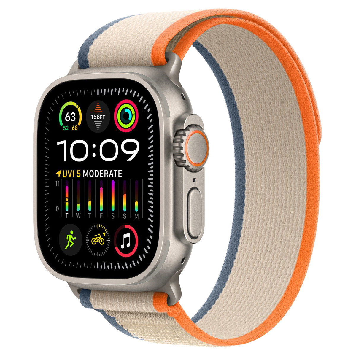 Apple Watch Ultra 2 49mm GPS+Cellular Titanium Case with Orange/Beige Trail Loop