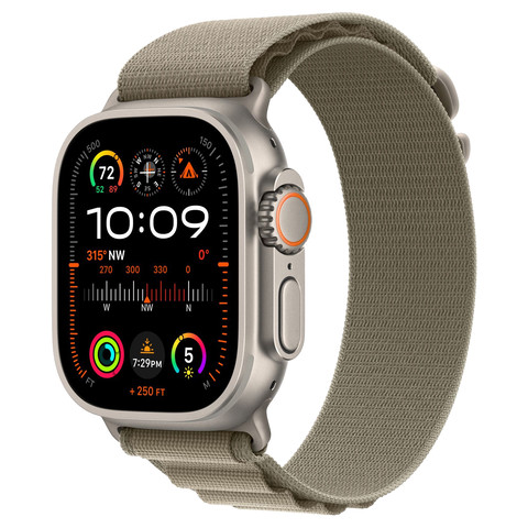 Apple Watch Ultra 2 49mm GPS+Cellular Titanium Case with Olive Loop