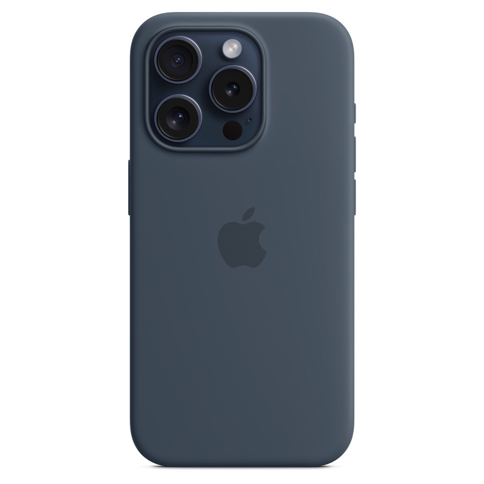 Силиконовый чехол MagSafe для iPhone 15 Pro, цвет штормовой синий
