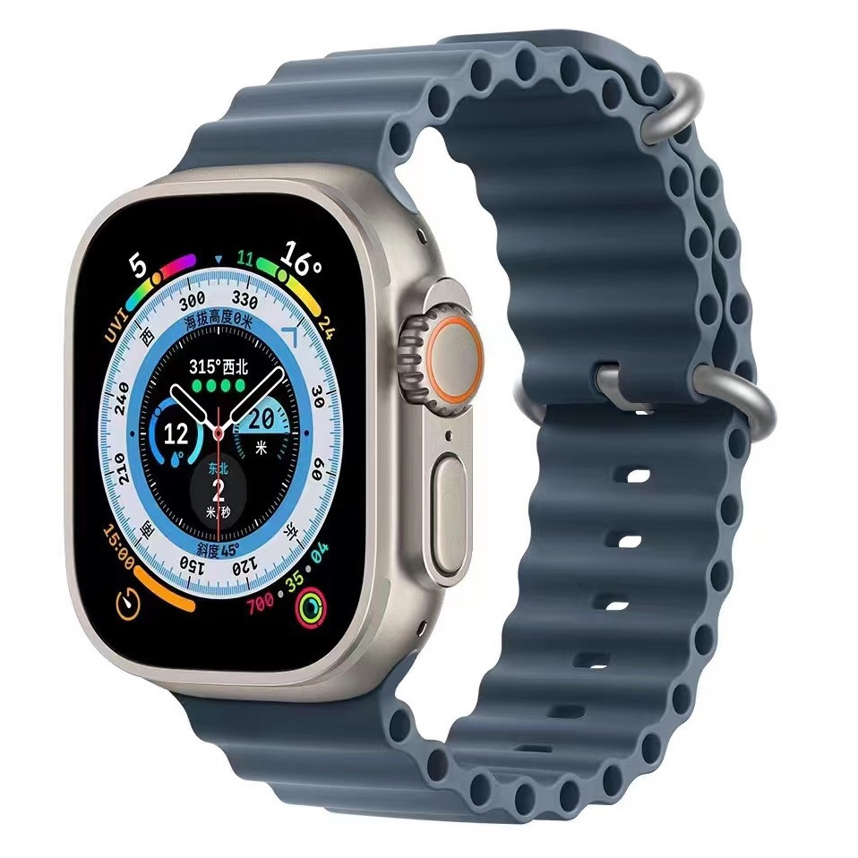 42/44/45 мм Ремешок силиконовый Ocean Band для Apple Watch, серый OEM