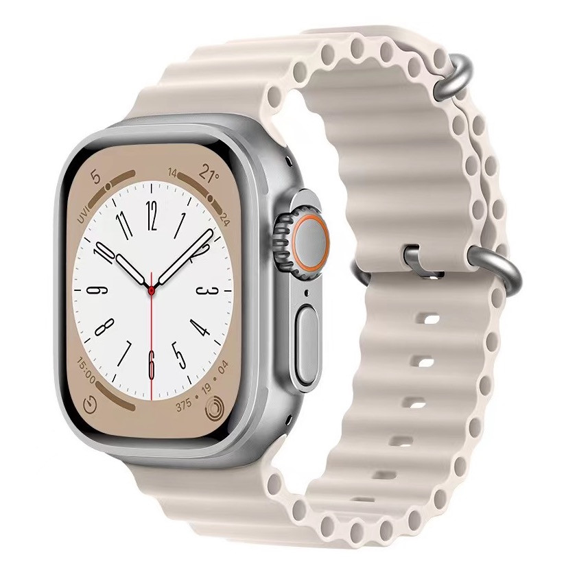 42/44/45 мм Ремешок силиконовый Ocean Band для Apple Watch, молочный OEM