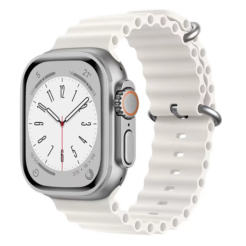 42/44/45 мм Ремешок силиконовый Ocean Band для Apple Watch, белый OEM