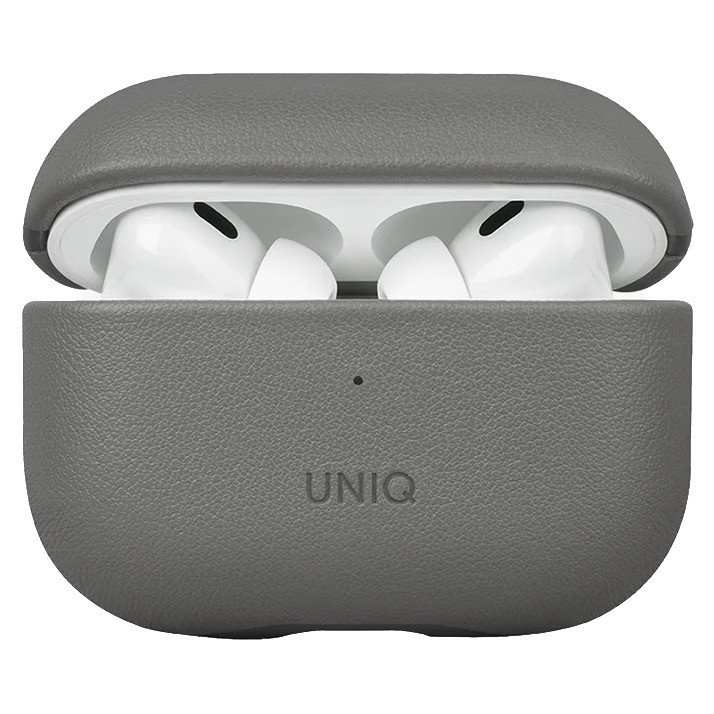 Кожаный чехол Uniq Lyden DS для AirPods Pro 2 (2022), цвет черный/серый