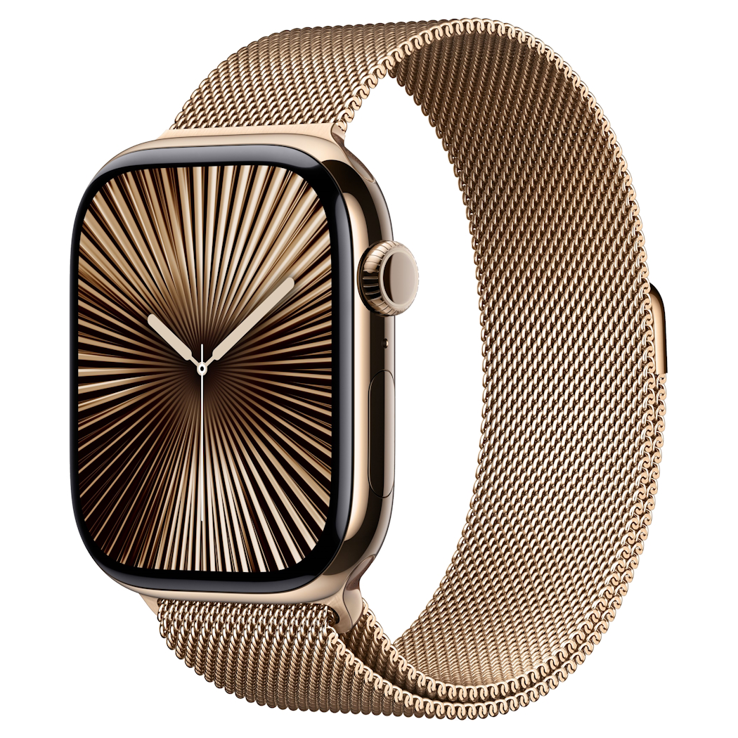 Apple Watch Series 10 42mm GPS+Cellular Gold Titanium Case with Gold Milanese Loop