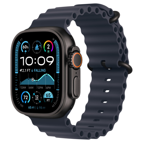 Apple Watch Ultra 2 49mm GPS+Cellular 2024 Black Titanium Case with Navy Ocean Band