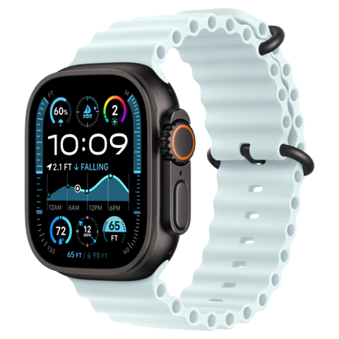 Apple Watch Ultra 2 49mm GPS+Cellular 2024 Black Titanium Case with Ice Blue Ocean Band