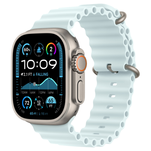 Apple Watch Ultra 2 49mm GPS+Cellular 2024 Titanium Case with Ice Blue Ocean Band