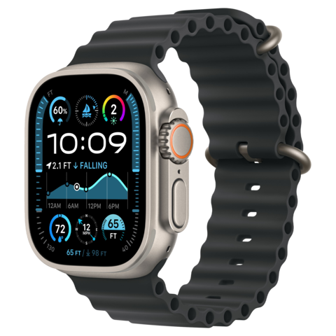 Apple Watch Ultra 2 49mm GPS+Cellular 2024 Titanium Case with Black Ocean Band