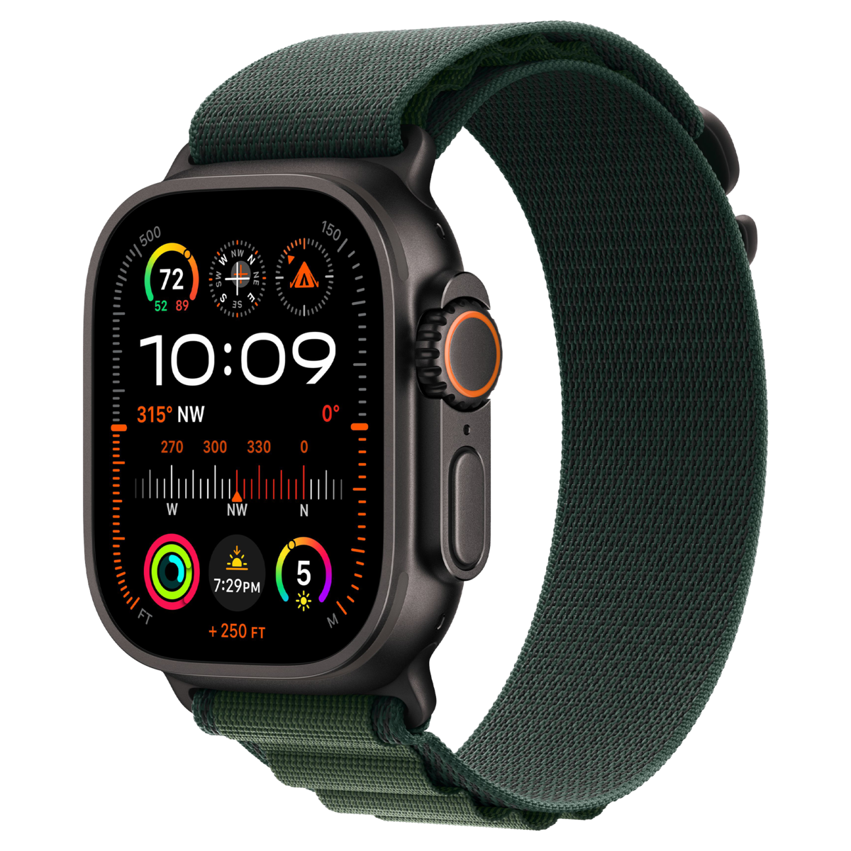 Apple Watch Ultra 2 49mm GPS+Cellular 2024 Black Titanium Case with Dark Green Alpine Loop