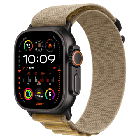 Apple Watch Ultra 2 49mm GPS+Cellular 2024 Black Titanium Case with an Tan Alpine Loop
