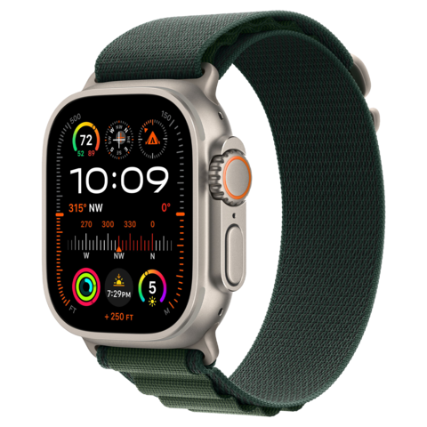 Apple Watch Ultra 2 49mm GPS+Cellular 2024 Titanium Case with Dark Green Alpine Loop