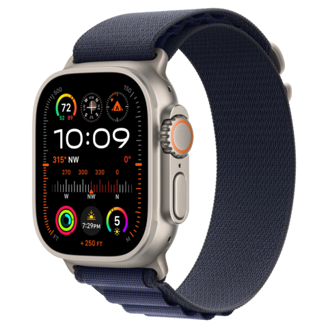 Apple Watch Ultra 2 49mm GPS+Cellular 2024 Titanium Case with Navy Alpine Loop