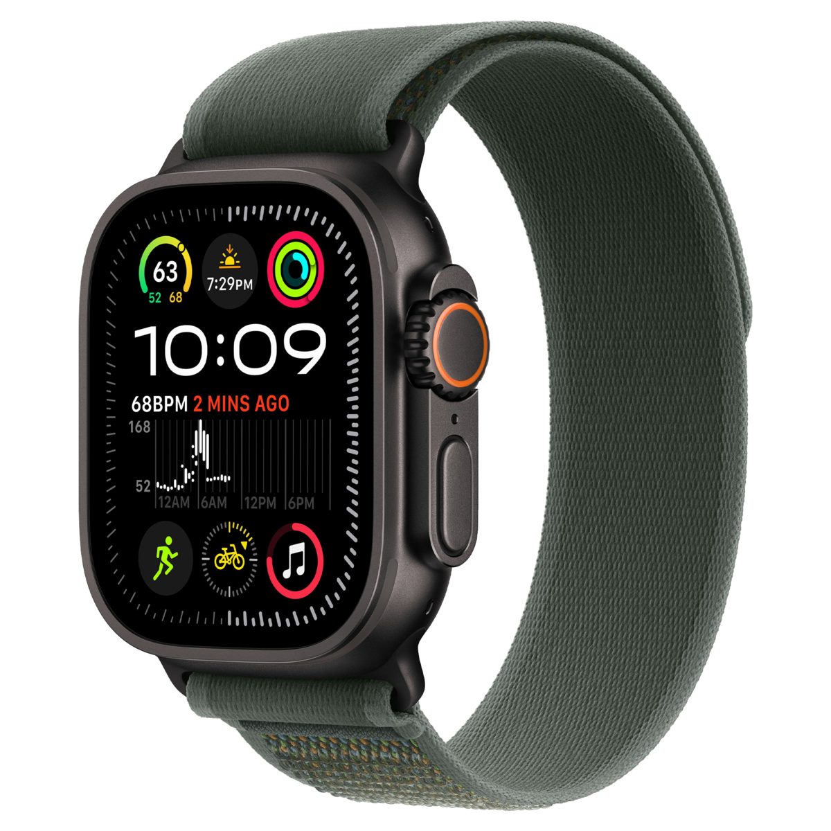 Apple Watch Ultra 2 49mm GPS+Cellular 2024 Black Titanium Case with Green Trail Loop